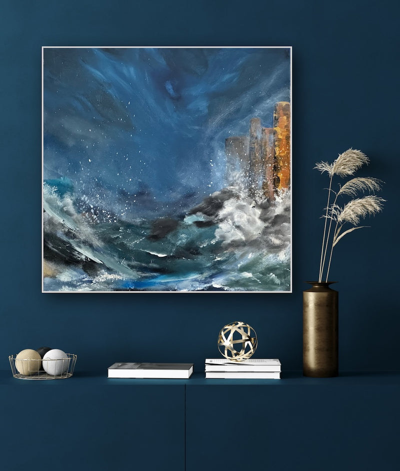 50 x 50 cm, Unikat, 'Great Ocean Road 1' (HW1-437) - Acrylgemälde von Hagen Wieland