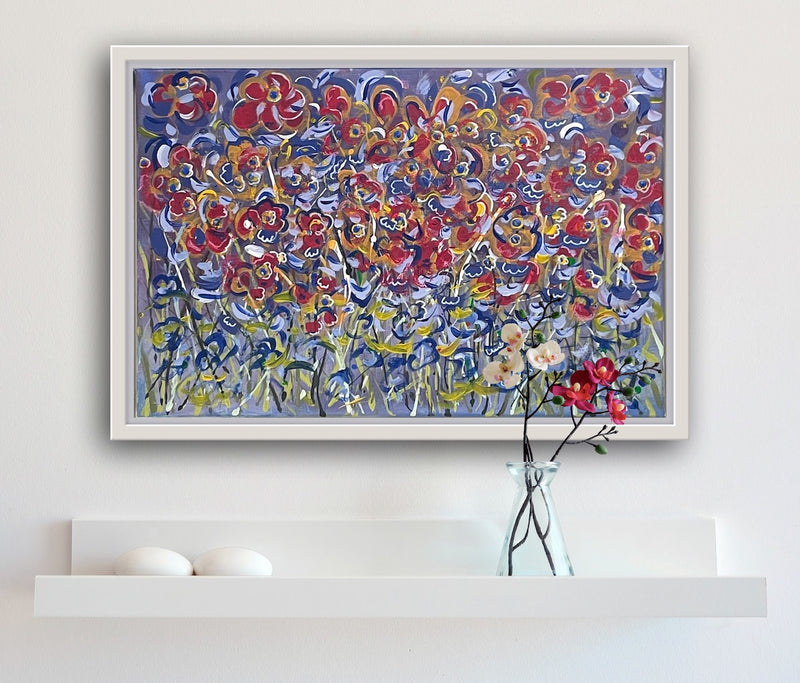 40 x 60 cm, Unikat, 'Smiling Flowers' (KARO2-449) - Acrylgemälde von Karen Rohde